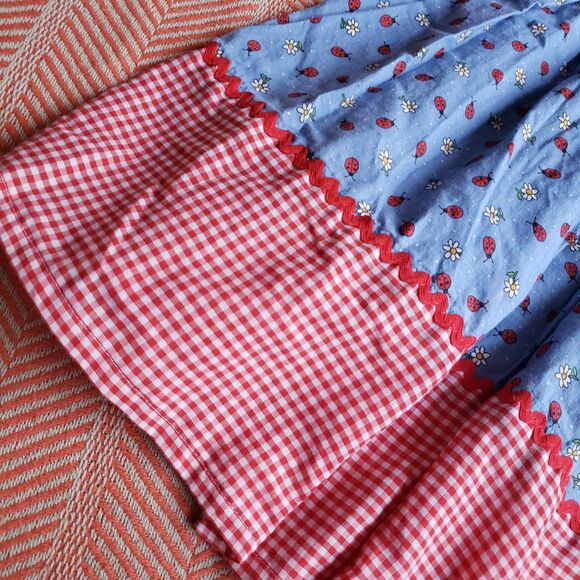 Two Little Dutch Dolls DIY Gingham/Ladybug Sleeveless Dress Sz 4 Vintage/Cottage - Picture 4 of 5
